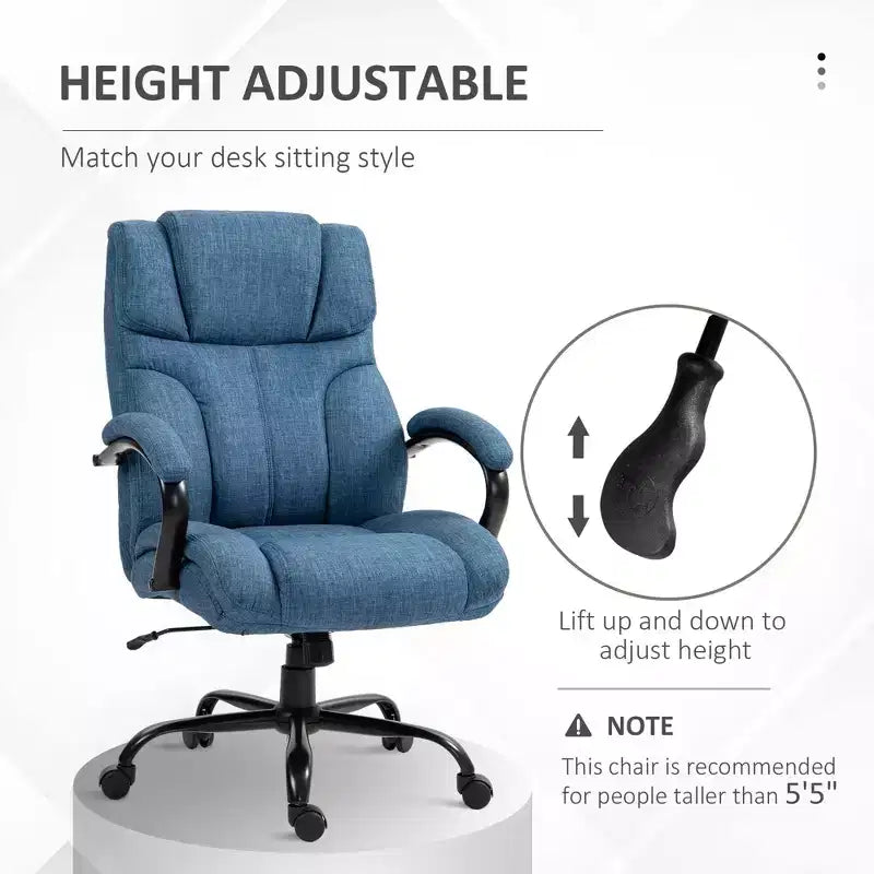 Sedia Comoda Extra Larga con Altezza Regolabile, Sedia da Ufficio Ergonomica con Braccioli Imbottiti, Sedia Criss Cross per Casa, Ufficio