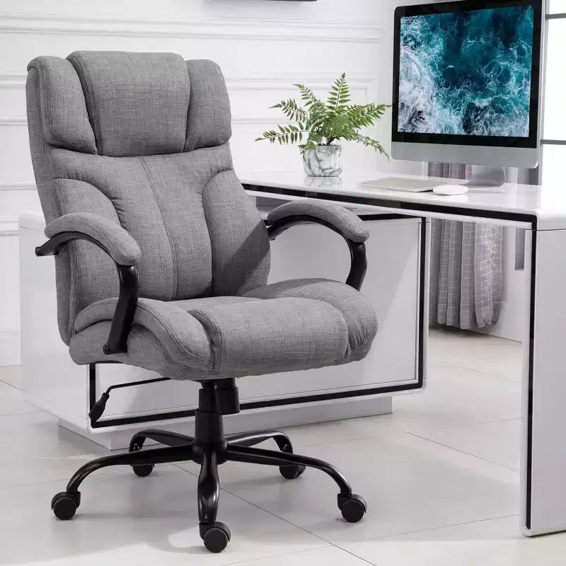 Extra Wide Comfy Chair with Adjustable Height, Ergonomic Office Chair with Padding Armrest, Criss Cross Chair for Home, Office