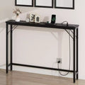 5.9 Narrow Sofa Table with Outlets, Skinny Console Table with Storage, Slim Behind Couch Table for Living Room, Entryway, Hallway, Foyer - Black