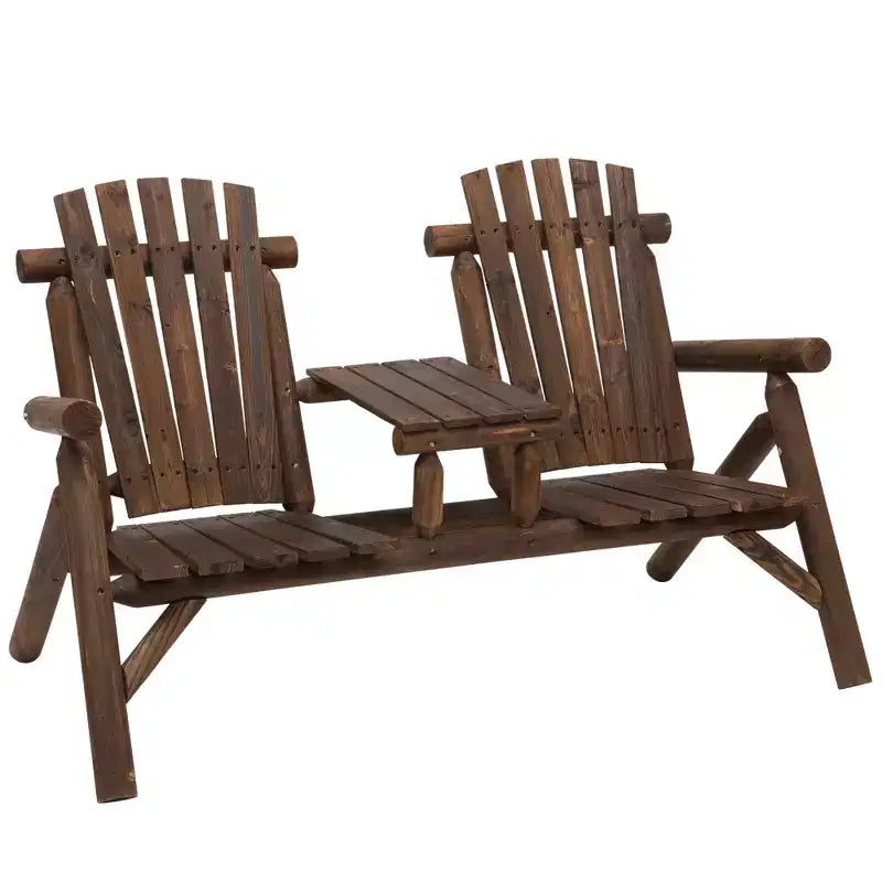 Panca a doghe da 2 posti con tavolo in stile Adirondack GDFStudio Eveline Rustic per patio