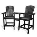 GustoWave Tall Adirondack Chair Set of 2, HDPE Tall Barstools with Double Connecting Trays, Bar Height Adirondack Chair for 2, All-Weather