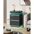 DEXYLLO LED Light Nightstand with Charging Station - 2 Wooden Drawers & Sliding Top, Modern Bedside End Table for Bedroom, Living Room