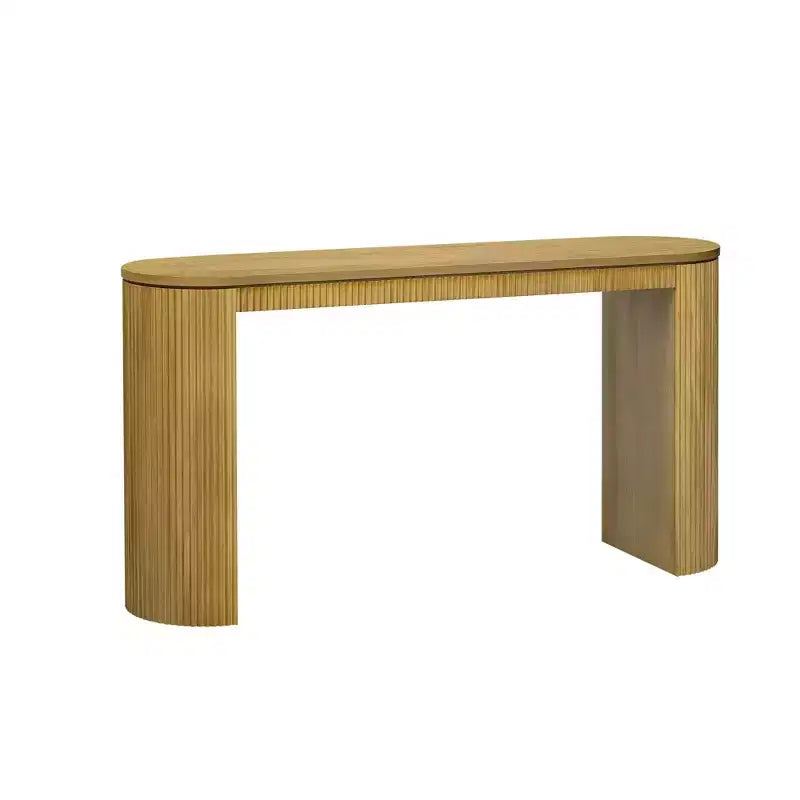 Tavolo consolle moderno con gambe curve, consolle a righe verticali con piano spesso, consolle stretta per soggiorno, ingresso