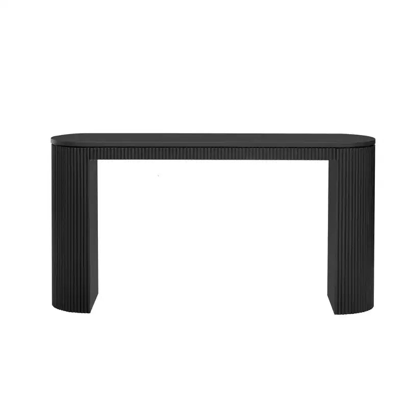 Tavolo consolle moderno con gambe curve, consolle a righe verticali con piano spesso, consolle stretta per soggiorno, ingresso