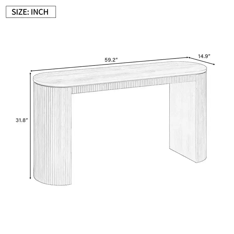 Tavolo consolle moderno con gambe curve, consolle a righe verticali con piano spesso, consolle stretta per soggiorno, ingresso