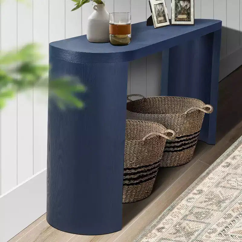 Tavolo da ingresso minimalista da 60 pollici con gambe curve, consolle lunga con piano spesso, tavolino d'accento per soggiorno, corridoio