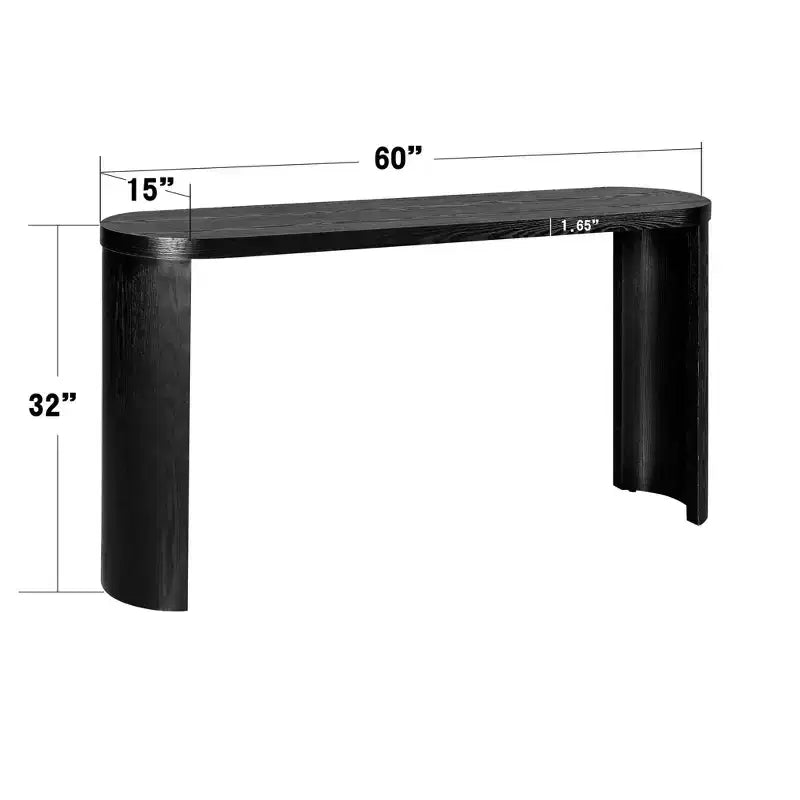 Tavolo da ingresso minimalista da 60 pollici con gambe curve, consolle lunga con piano spesso, tavolino d'accento per soggiorno, corridoio