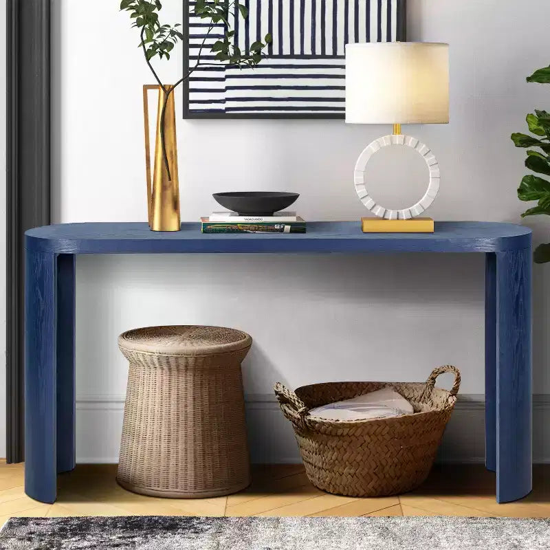 60IN Minimalism Entryway Table with Curved Legs, Long Console Table with Thick Tabletop, Accent Table for Living Room, Hallway