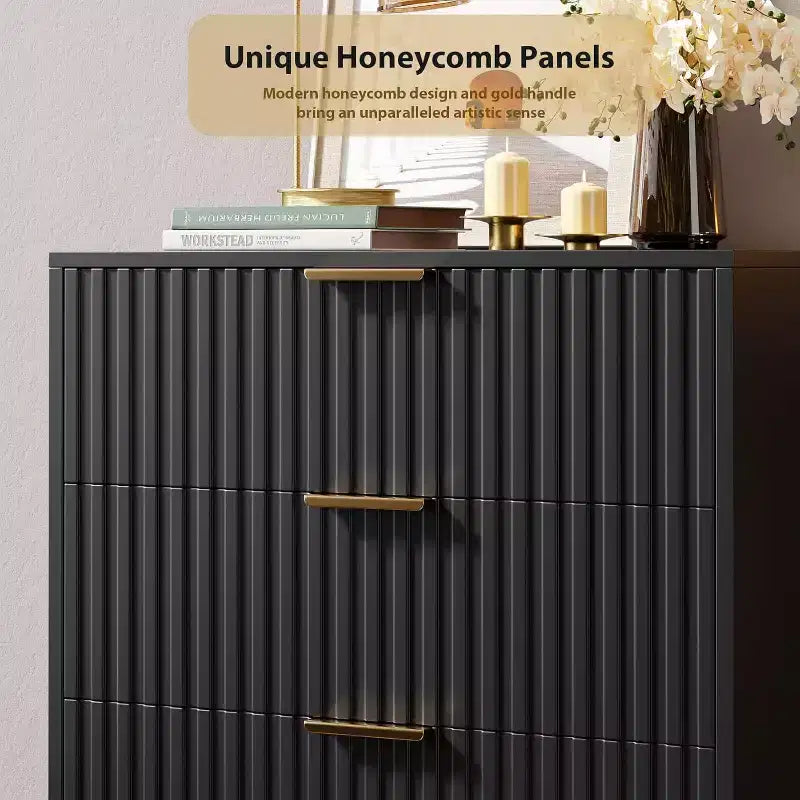 Fluted 5 Drawer Dresser for Bedroom, 48 Tall Modern Chest of Drawers with Deep Drawers and Wide Top, for Living Room, Hallway, Kids Room