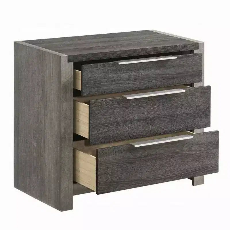 Comodino, 76 cm, 5 Cassetti Contenitori con Maniglie in Metallo