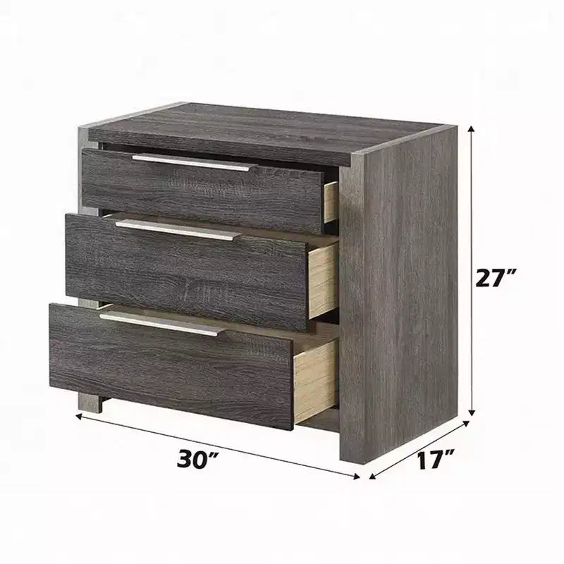 Comodino, 76 cm, 5 Cassetti Contenitori con Maniglie in Metallo