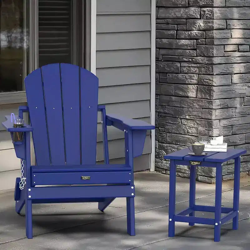 VINGLI Tavolino da Esterno, Tavolino da Caffè Adirondack in Plastica Impermeabile HDPE, Resistente alle Intemperie per Patio, Giardino, Piscina, Uso Interno