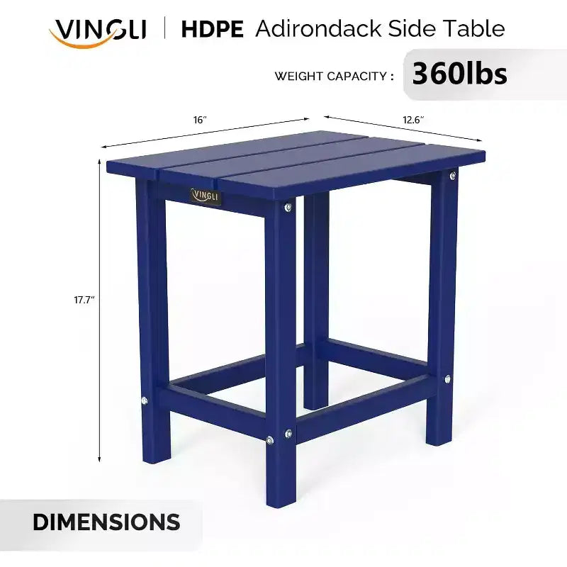 VINGLI Tavolino da Esterno, Tavolino da Caffè Adirondack in Plastica Impermeabile HDPE, Resistente alle Intemperie per Patio, Giardino, Piscina, Uso Interno
