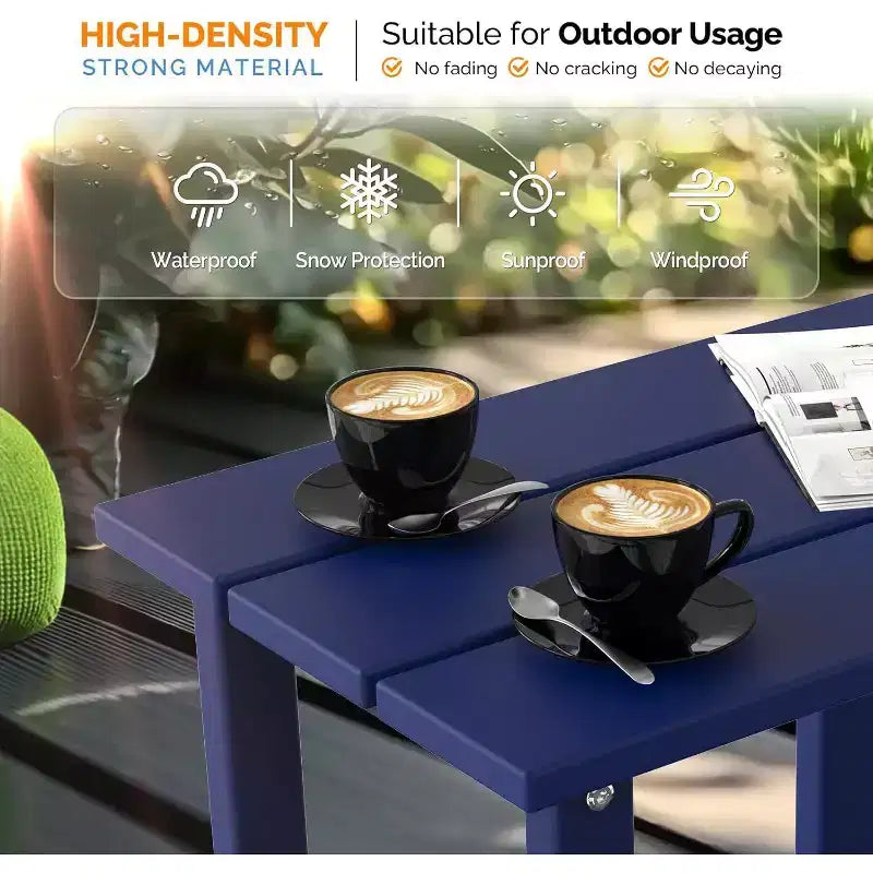 VINGLI Tavolino da Esterno, Tavolino da Caffè Adirondack in Plastica Impermeabile HDPE, Resistente alle Intemperie per Patio, Giardino, Piscina, Uso Interno