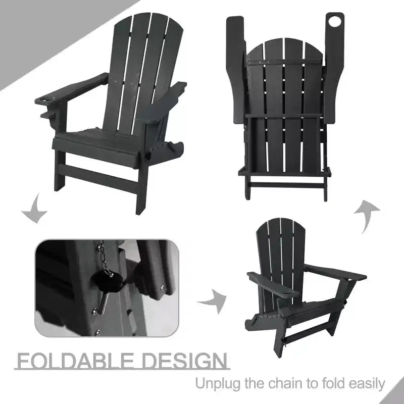 Sedia pieghevole Adirondack Kozyard, in resina plastica HDPE resistente alle intemperie con finitura verniciata, perfetta per ponte o giardino