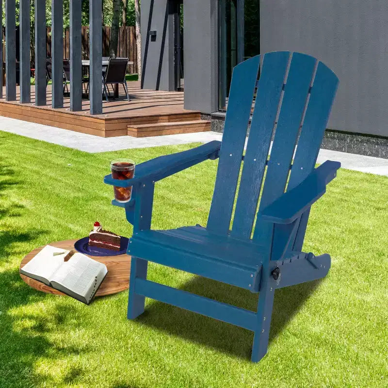 Sedia pieghevole Adirondack Kozyard, in resina plastica HDPE resistente alle intemperie con finitura verniciata, perfetta per ponte o giardino