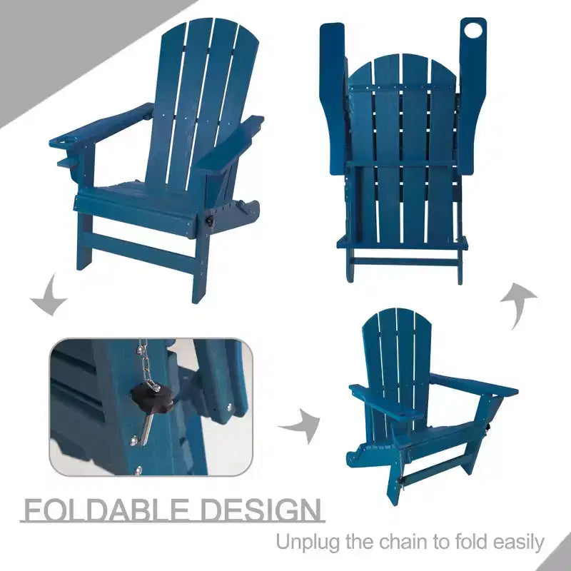 Sedia pieghevole Adirondack Kozyard, in resina plastica HDPE resistente alle intemperie con finitura verniciata, perfetta per ponte o giardino