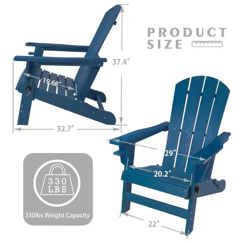Sedia pieghevole Adirondack Kozyard, in resina plastica HDPE resistente alle intemperie con finitura verniciata, perfetta per ponte o giardino