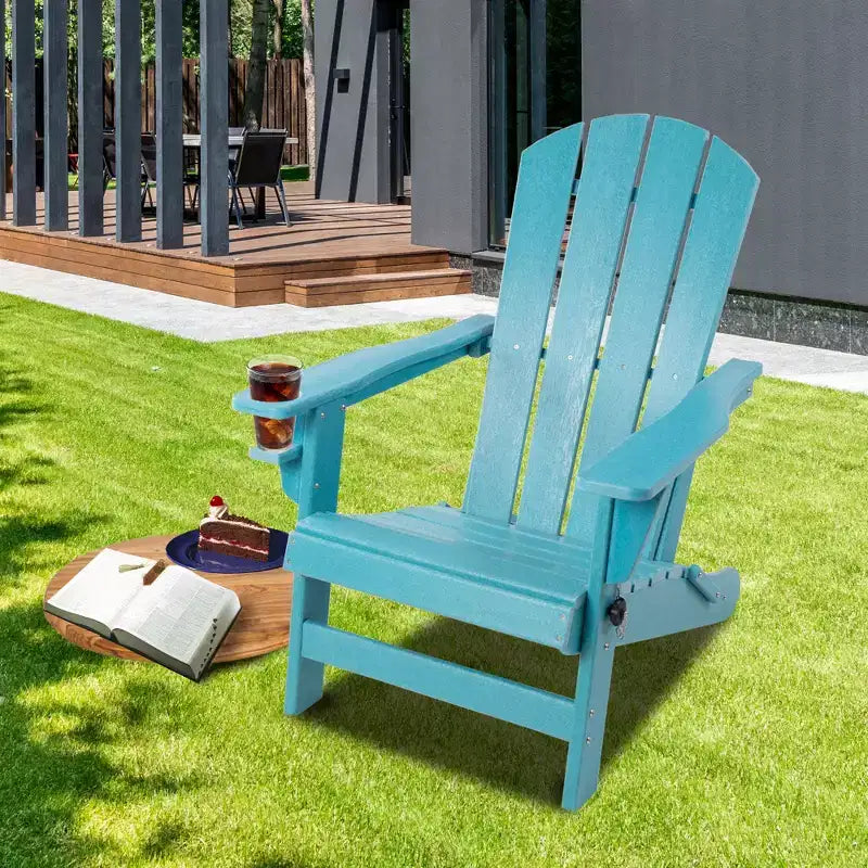 Sedia pieghevole Adirondack Kozyard, in resina plastica HDPE resistente alle intemperie con finitura verniciata, perfetta per ponte o giardino