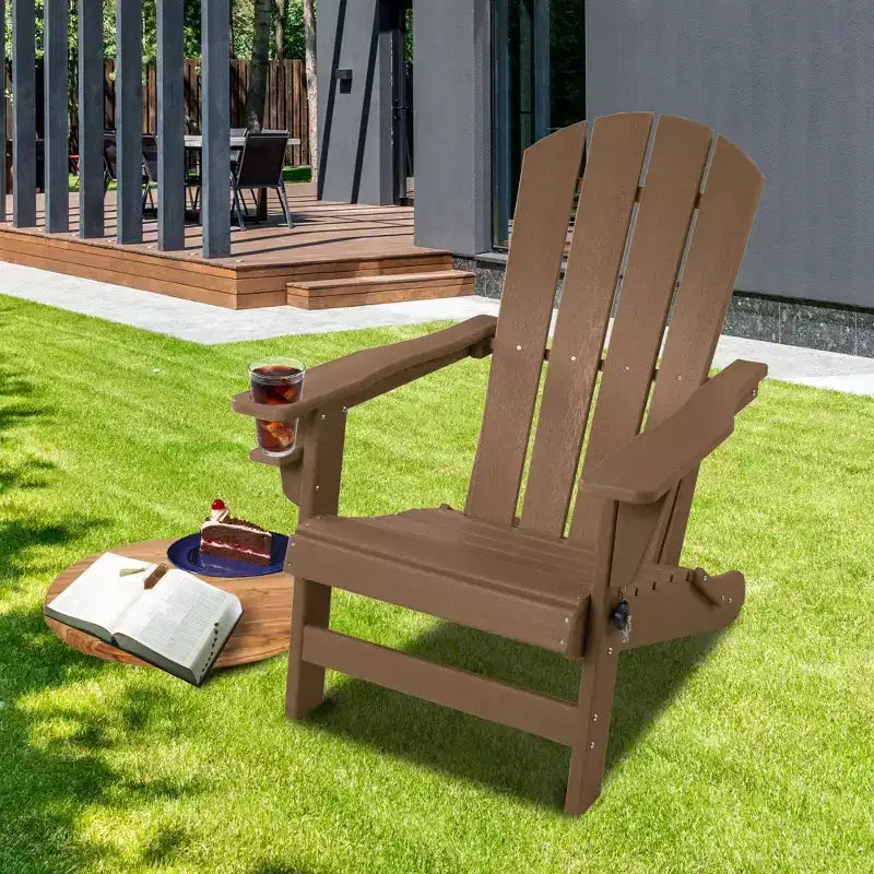 Sedia pieghevole Adirondack Kozyard, in resina plastica HDPE resistente alle intemperie con finitura verniciata, perfetta per ponte o giardino
