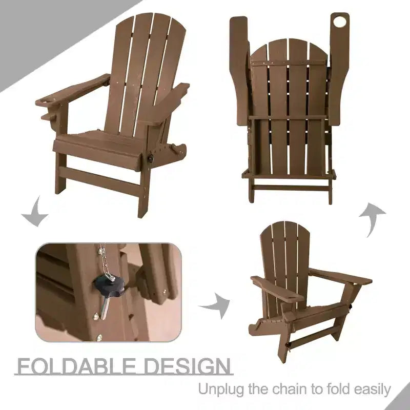 Sedia pieghevole Adirondack Kozyard, in resina plastica HDPE resistente alle intemperie con finitura verniciata, perfetta per ponte o giardino
