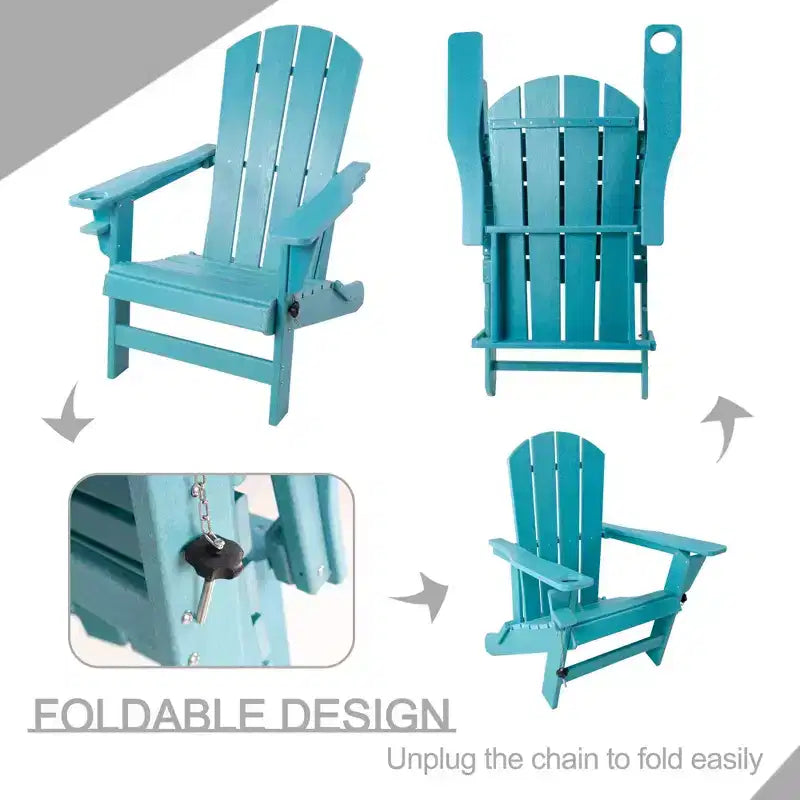 Sedia pieghevole Adirondack Kozyard, in resina plastica HDPE resistente alle intemperie con finitura verniciata, perfetta per ponte o giardino