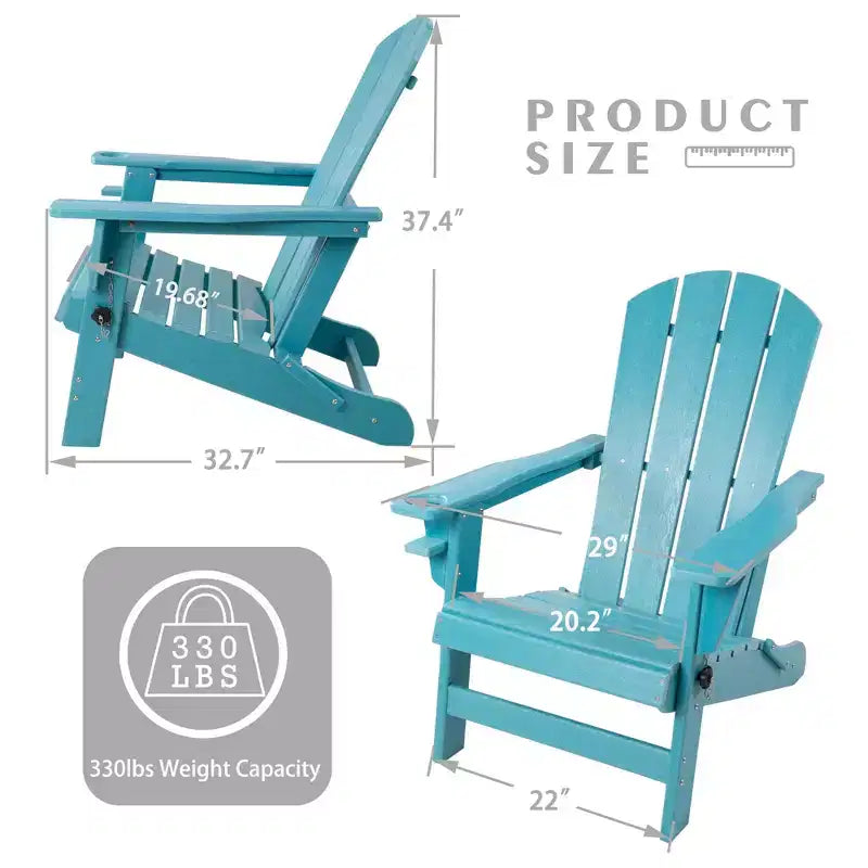 Sedia pieghevole Adirondack Kozyard, in resina plastica HDPE resistente alle intemperie con finitura verniciata, perfetta per ponte o giardino
