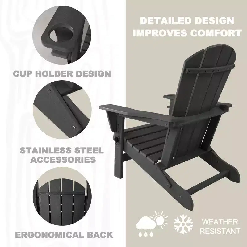 Sedia pieghevole Adirondack Kozyard, in resina plastica HDPE resistente alle intemperie con finitura verniciata, perfetta per ponte o giardino