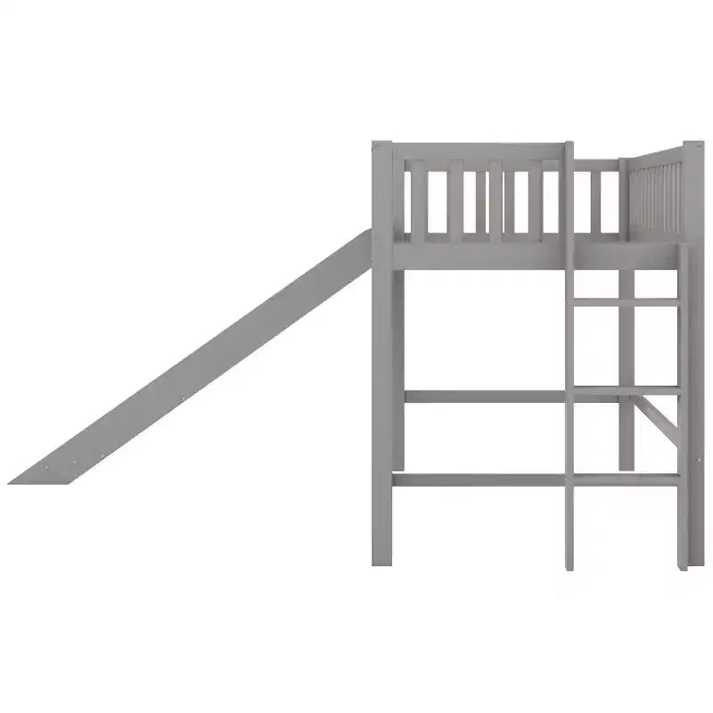 77,4IN Letto a soppalco per bambini singolo/matrimoniale con scivolo, letto singolo con ringhiera di sicurezza e scaletta, telai letto per cameretta bambini, sala giochi