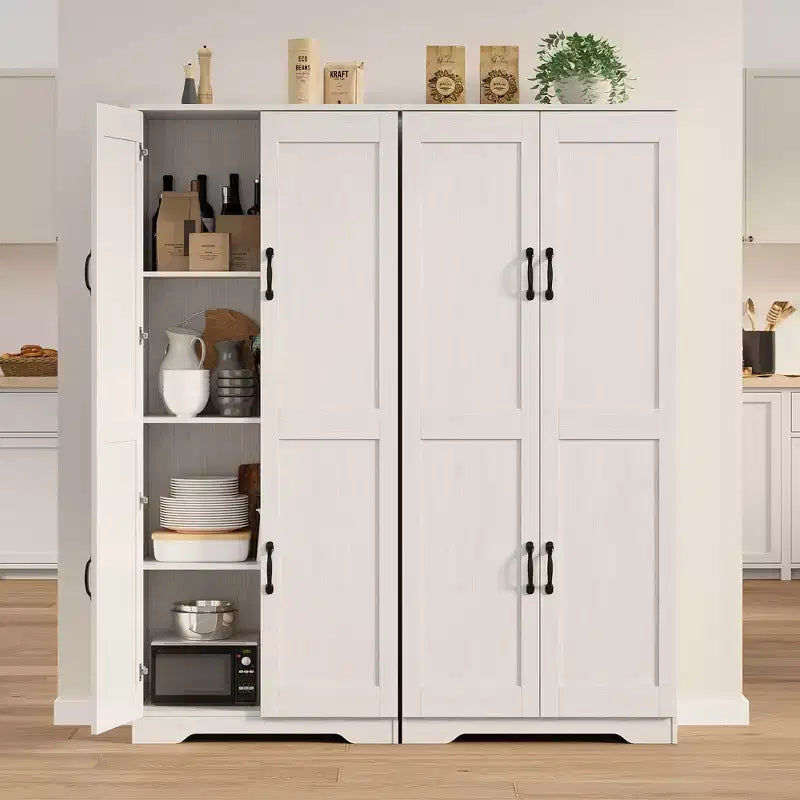 Mobiletto Dispensa da Cucina, Armadio Dispensa Bianco Indipendente, Armadio a 60 Ante, Mobiletto Alto per Bagno