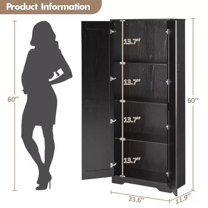 Kitchen Pantry Cabinet, Freestanding White Pantry Storage Cabinet, 60 Cupboard, Tall Bathroom Storage Cabinet