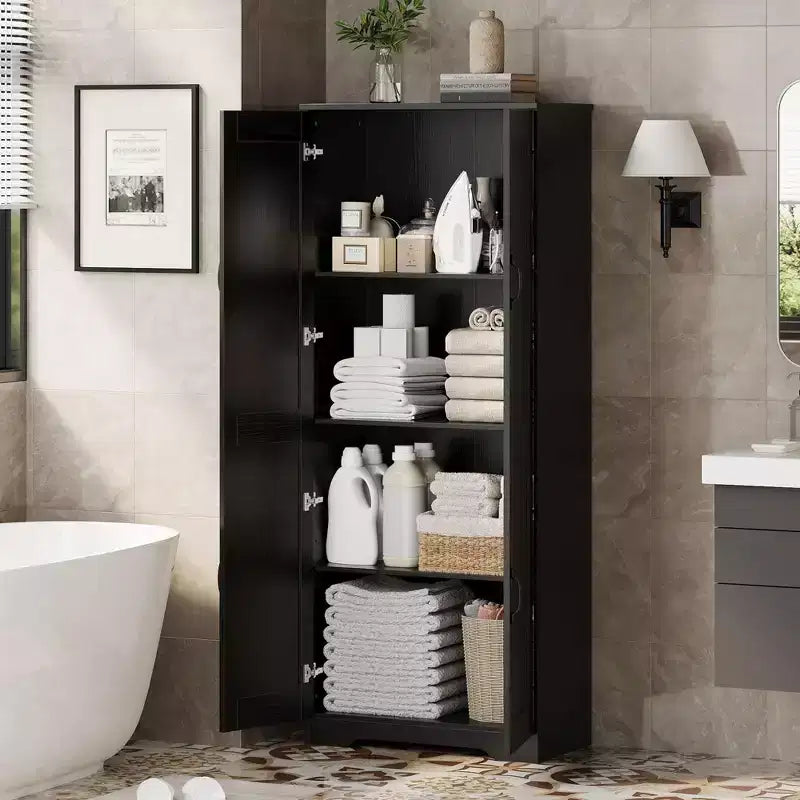 Kitchen Pantry Cabinet, Freestanding White Pantry Storage Cabinet, 60 Cupboard, Tall Bathroom Storage Cabinet