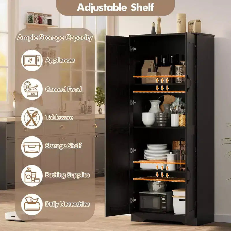 Mobiletto Dispensa da Cucina, Armadio Dispensa Bianco Indipendente, Armadio a 60 Ante, Mobiletto Alto per Bagno