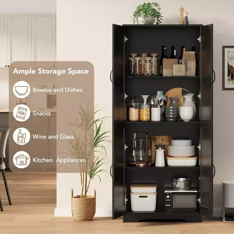 Mobiletto Dispensa da Cucina, Armadio Dispensa Bianco Indipendente, Armadio a 60 Ante, Mobiletto Alto per Bagno