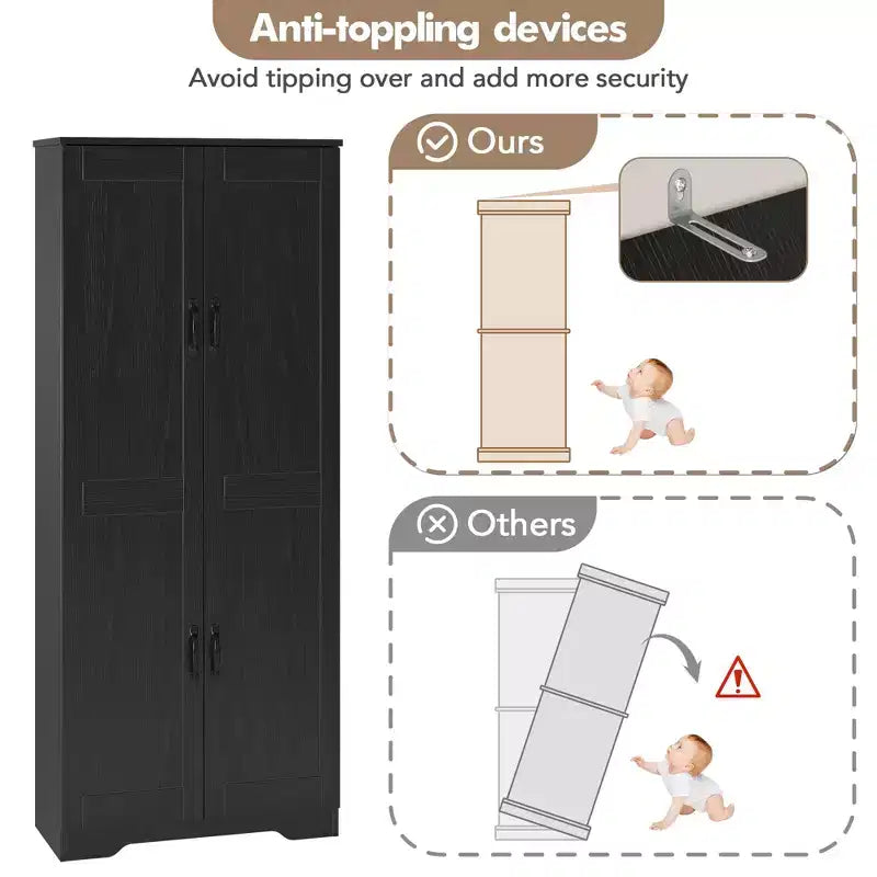 Mobiletto Dispensa da Cucina, Armadio Dispensa Bianco Indipendente, Armadio a 60 Ante, Mobiletto Alto per Bagno