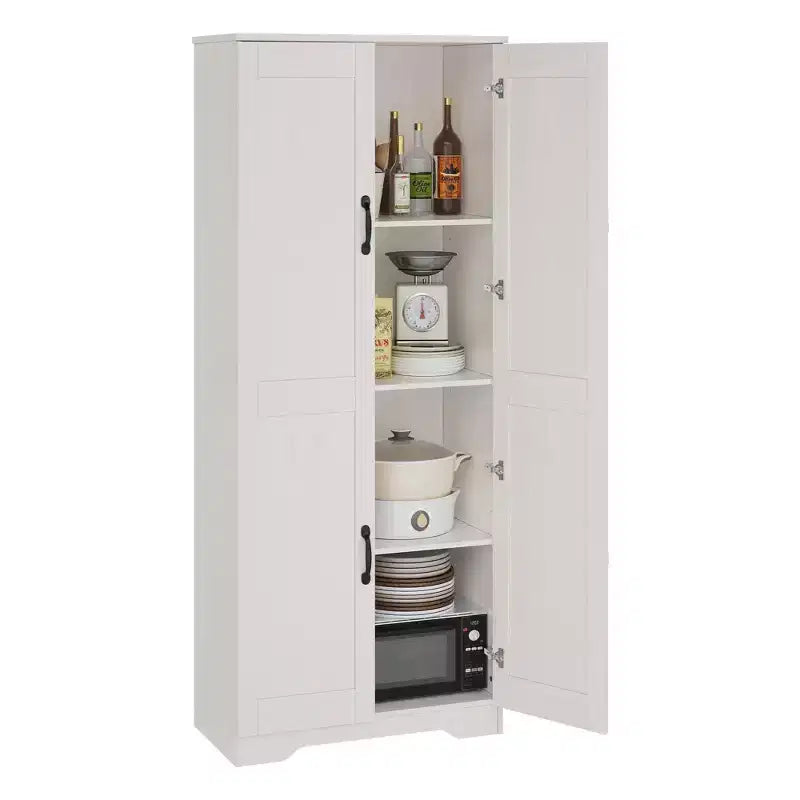 Kitchen Pantry Cabinet, Freestanding White Pantry Storage Cabinet, 60 Cupboard, Tall Bathroom Storage Cabinet