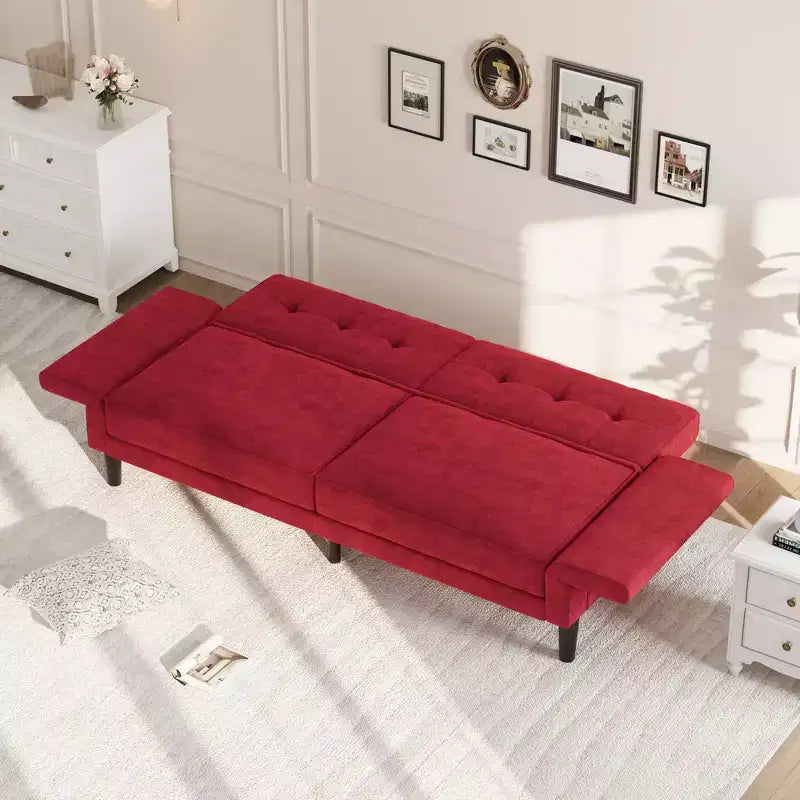 Divano letto futon 89, divano letto convertibile con schienale e braccioli regolabili, divano letto futon moderno