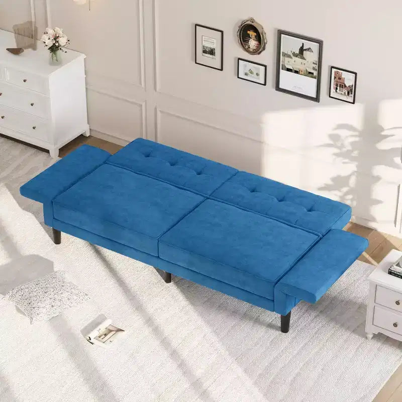 Divano letto futon 89, divano letto convertibile con schienale e braccioli regolabili, divano letto futon moderno