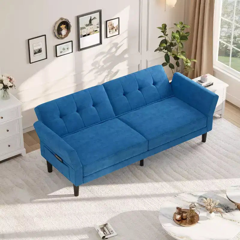 Divano letto futon 89, divano letto convertibile con schienale e braccioli regolabili, divano letto futon moderno