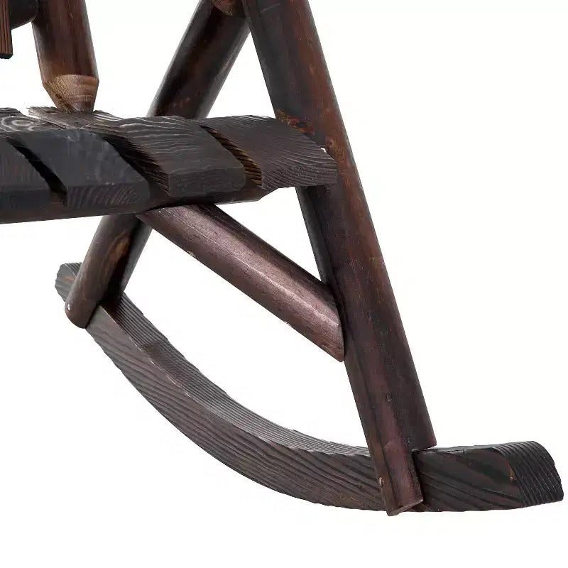 Sedia a Dondolo in Legno da Esterno, Dondolo Adirondack Rustico Monoposto con Seduta a Doghe, Schienale Alto, Braccioli per Patio, Giardino e Portico