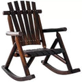 Outdoor Wooden Rocking Chair, Single-Person Rustic Adirondack Rocker with Slatted Seat, High Backrest, Armrests for Patio, Garden and Porch