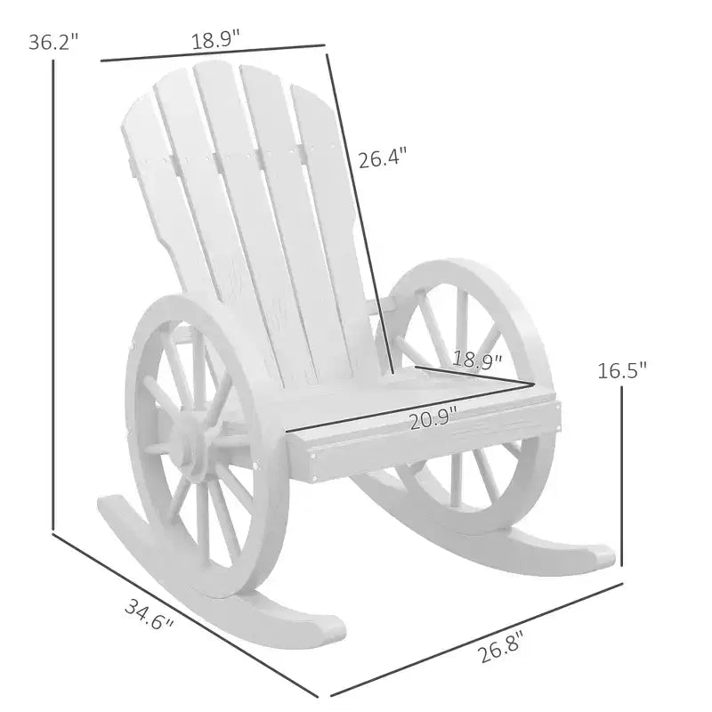Sedia a Dondolo in Legno, Sedia a Dondolo Adirondack con Design a Doghe e Schienale Extra Grande, per Portico e Giardino