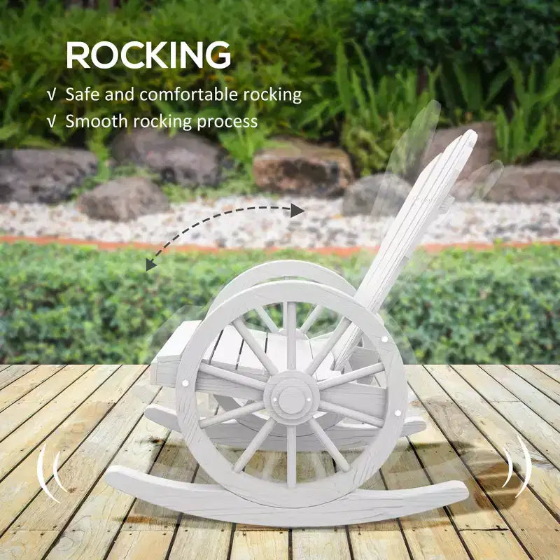 Sedia a Dondolo in Legno, Sedia a Dondolo Adirondack con Design a Doghe e Schienale Extra Grande, per Portico e Giardino