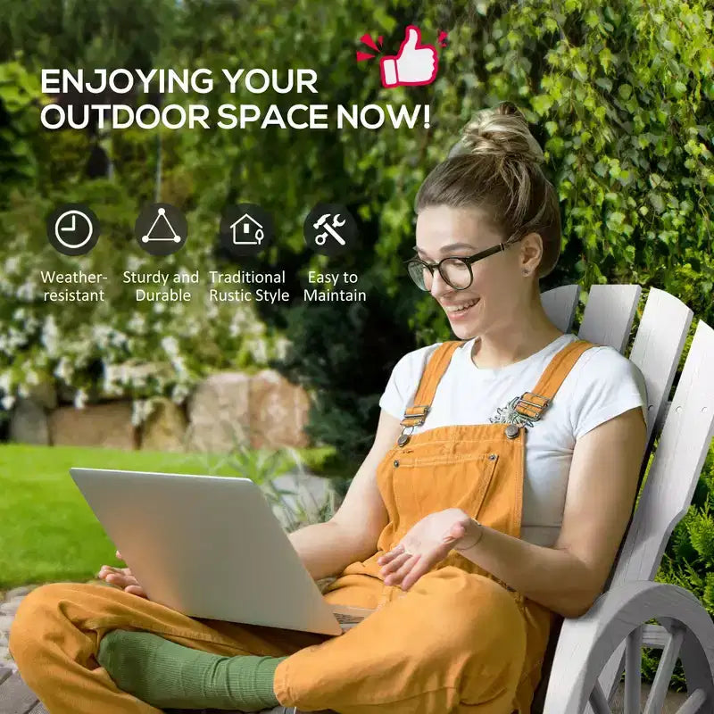 Sedia a Dondolo in Legno, Sedia a Dondolo Adirondack con Design a Doghe e Schienale Extra Grande, per Portico e Giardino