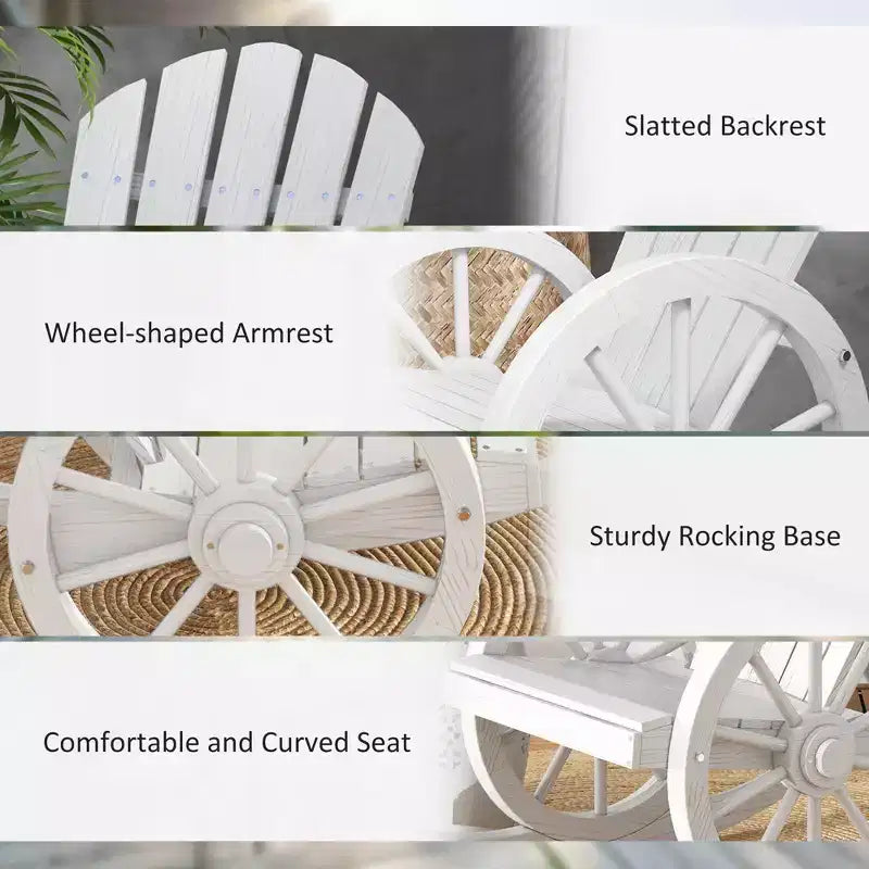 Sedia a Dondolo in Legno, Sedia a Dondolo Adirondack con Design a Doghe e Schienale Extra Grande, per Portico e Giardino