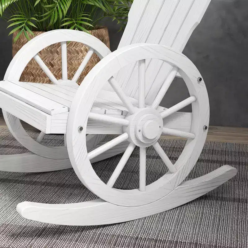 Sedia a Dondolo in Legno, Sedia a Dondolo Adirondack con Design a Doghe e Schienale Extra Grande, per Portico e Giardino