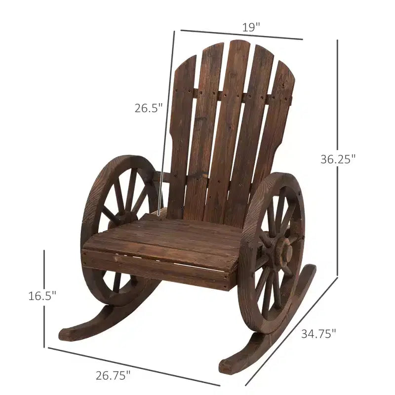 Sedia a Dondolo in Legno, Sedia a Dondolo Adirondack con Design a Doghe e Schienale Extra Grande, per Portico e Giardino