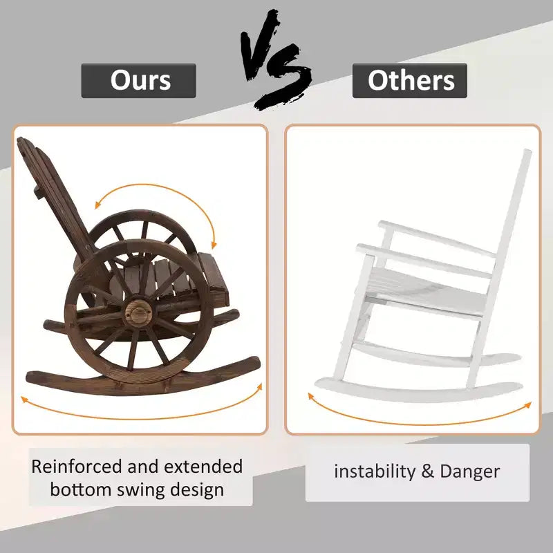 Sedia a Dondolo in Legno, Sedia a Dondolo Adirondack con Design a Doghe e Schienale Extra Grande, per Portico e Giardino