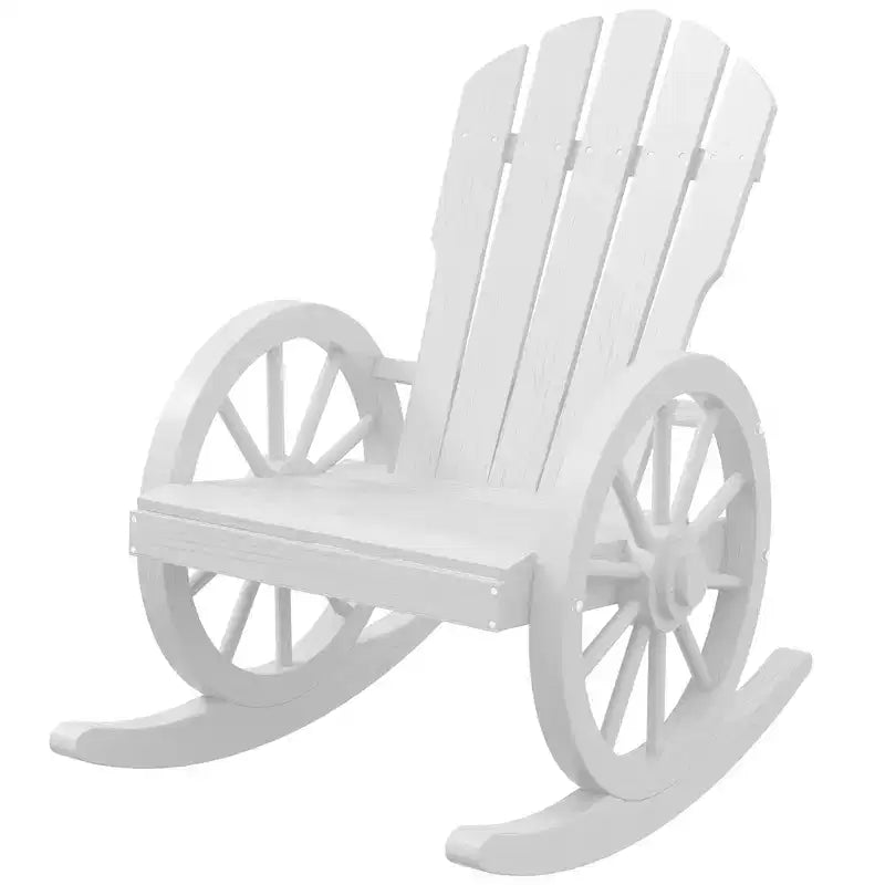 Sedia a Dondolo in Legno, Sedia a Dondolo Adirondack con Design a Doghe e Schienale Extra Grande, per Portico e Giardino