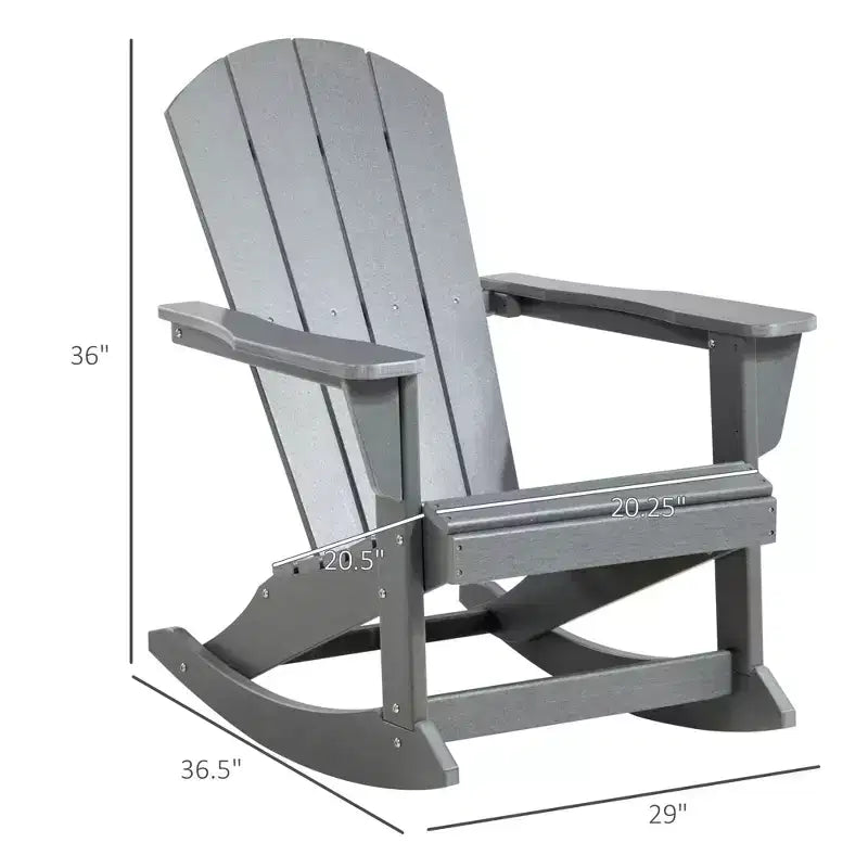 Sedia a dondolo da esterno, sedia a dondolo da portico Adirondack in HDPE per giardino, patio
